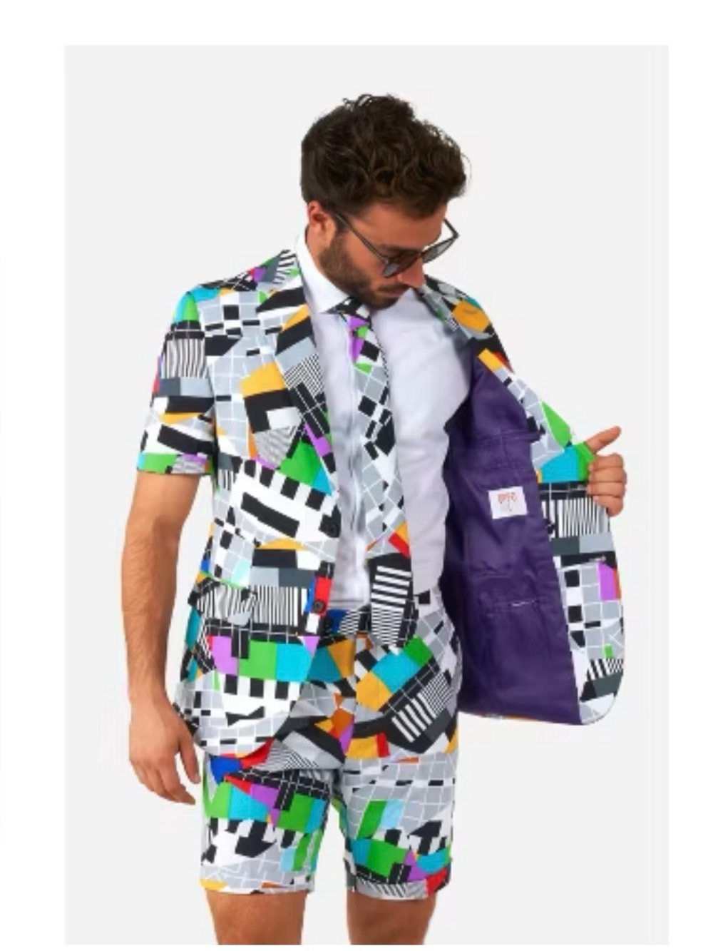 Oppo Suits Testival Multicolor Graphic Short-Sleeve Blazer and Shorts Set